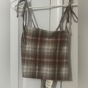 Urban Renewal Earthy Plaid Tie Up Shirt